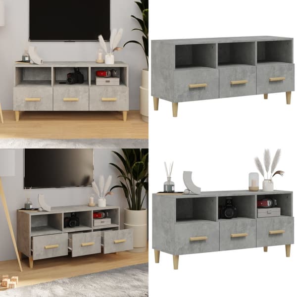 Tv-bänk betonggrå 102x36x50 cm konstruerat trä - TV-bänk - TV-bänkar - Home & Living