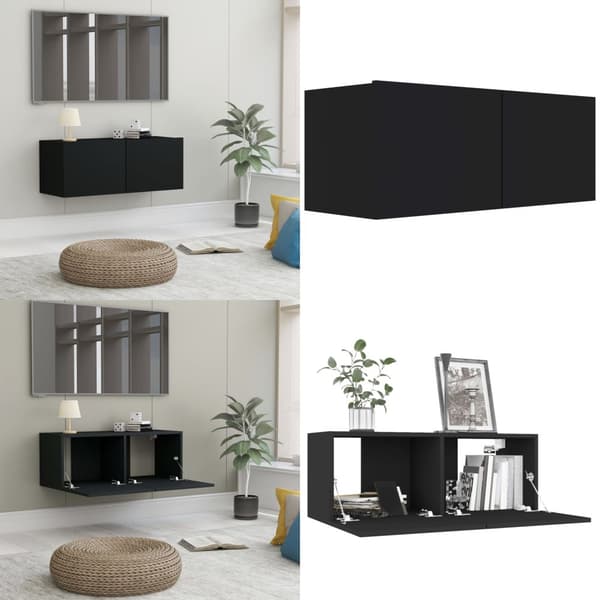 TV-bänk svart 80x30x30 cm konstruerat trä - Tv-bänk - Tv-bänkar - Home & Living
