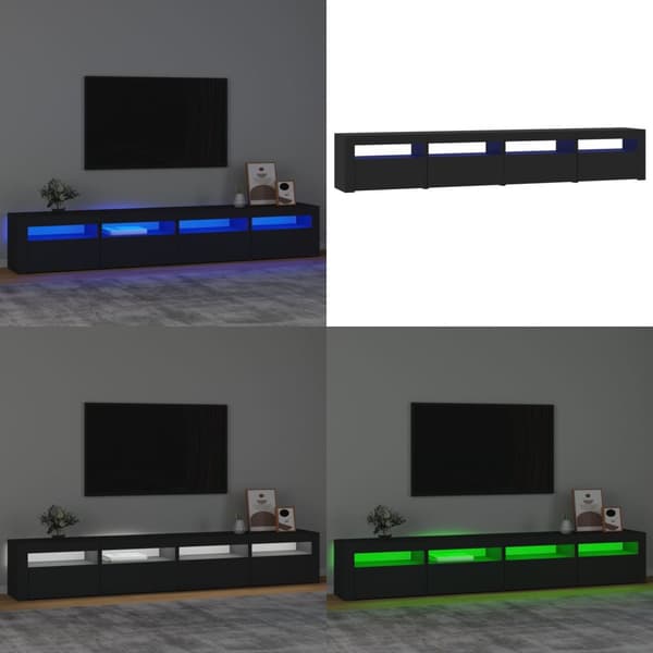 Tv-skab med LED-lys 240x35x40 cm sort - Tv-skab - Tv-skabe - Home & Living