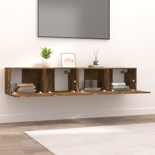Tv-skabe 2 stk. 80x30x30 cm konstrueret træ røget egetræ - Tv-skab - Tv-skabe - Home & Living