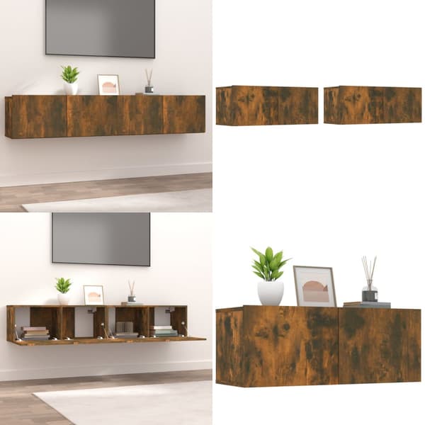 Tv-skabe 2 stk. 80x30x30 cm konstrueret træ røget egetræ - Tv-skab - Tv-skabe - Home & Living