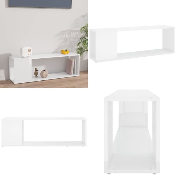 TV-taso korkeakiilto valkoinen 100x24x32 cm tekninen puu - TV-taso - TV-tasot - Home & Living