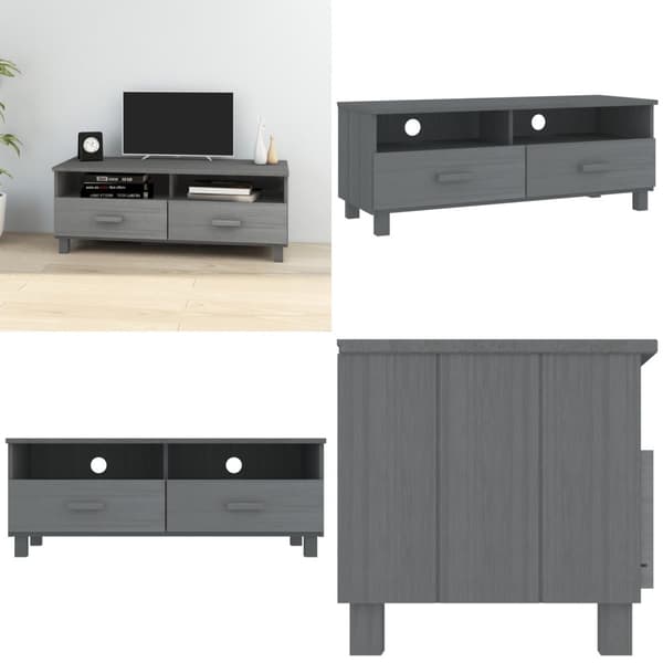 Tv-bänk HAMAR mörkgrå 106x40x40 cm massiv furu - Tvbänk - Tvbänkar - Home & Living