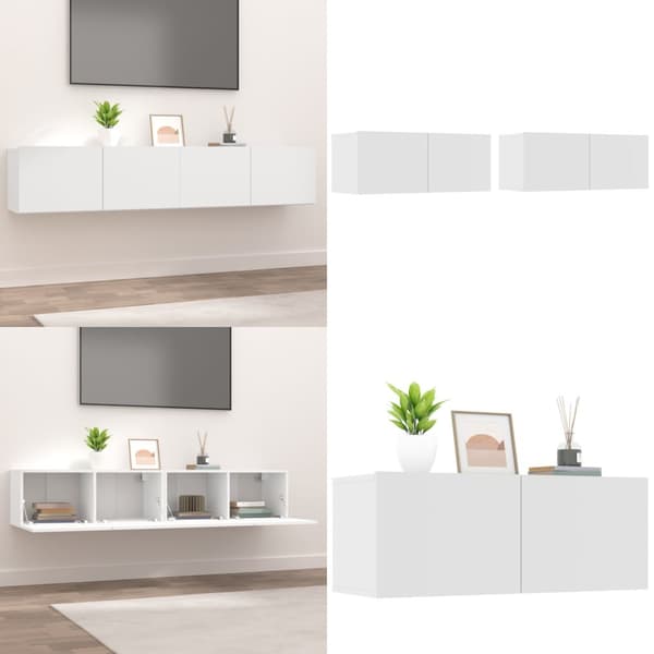 TV-tasot 2 kpl valkoinen 80x30x30 cm tekninen puu - TV-taso - TV-taso - Home & Living