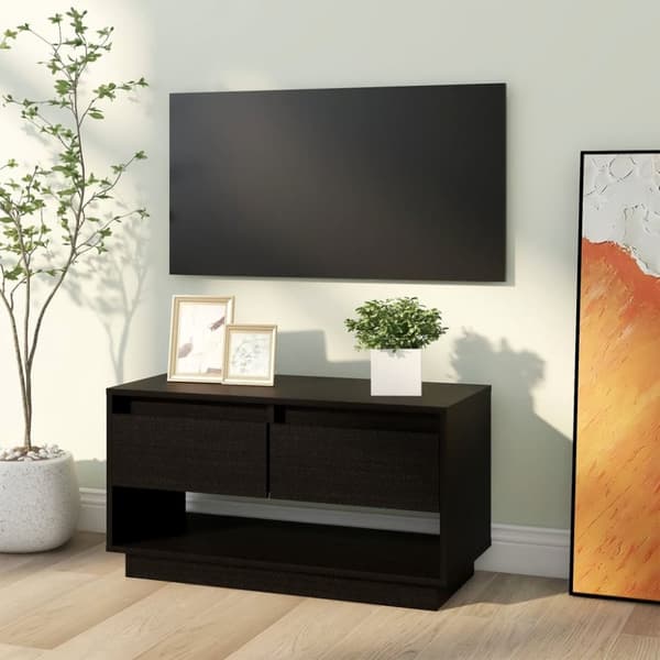 Tv-bänk svart 74x34x40 cm massiv furu - TV-bänk - TV-bänkar. TV-skåp - Home & Living