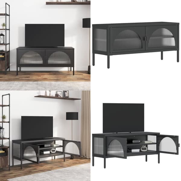 Tv-bord 105x35x50 cm glas og stål sort - Tv-bord - Tv-borde - Home & Living