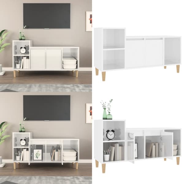 Tv-bord 100x35x55 cm konstrueret træ hvid højglans - Tv-skab - Tv-skabe - Home & Living