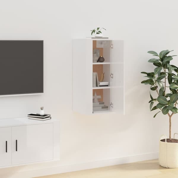 Væghængt tv-skab 40x34,5x80 cm hvid højglans - Væghængt Tv-skab - Væghængte Tv-skabe - Home & Living