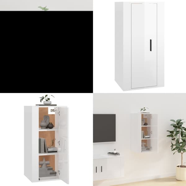 Væghængt tv-skab 40x34,5x80 cm hvid højglans - Væghængt Tv-skab - Væghængte Tv-skabe - Home & Living