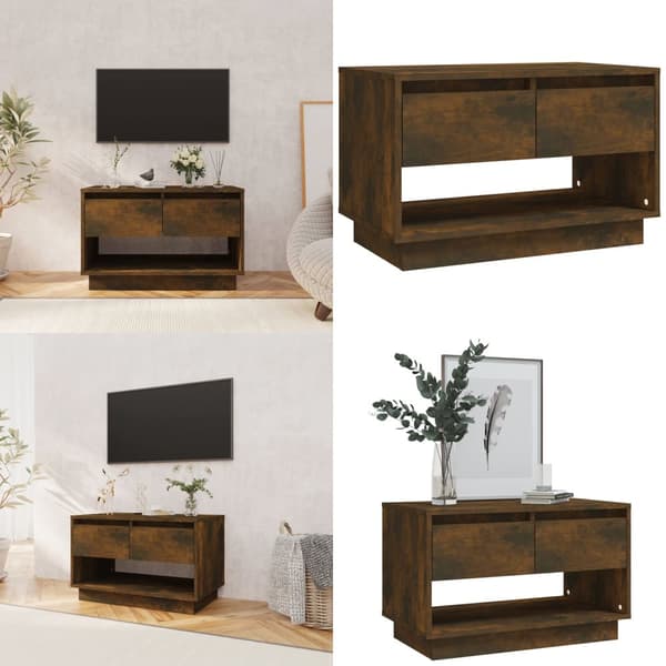 Tv-bänk rökfärgad ek 70x41x44 cm konstruerat trä - TV-skåp - Tv-skåp - Home & Living