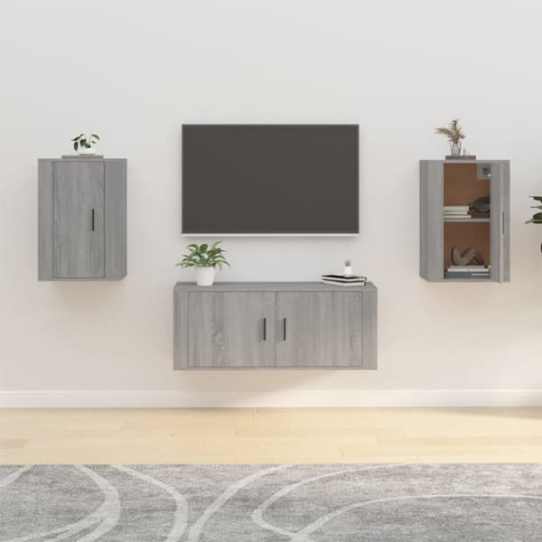 Väggmonterade tv-skåp 2 st Grå sonoma 40x34,5x60cm - Tv-bänk - Tv-bänkar - Home & Living