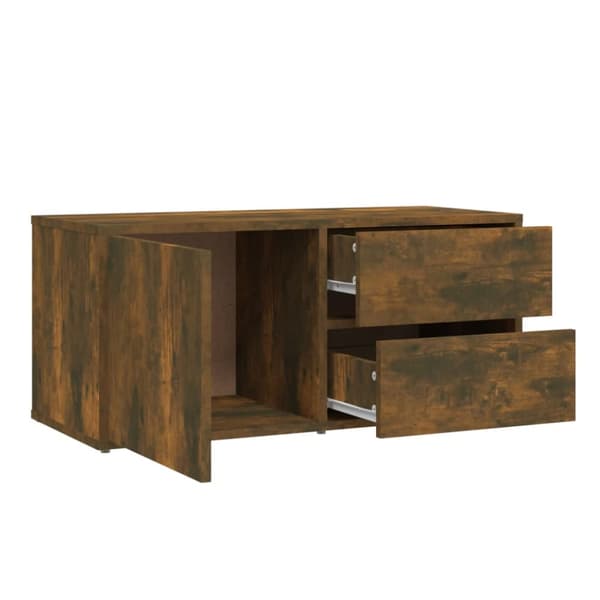 Tv-bänk rökfärgad ek 80x34x36 cm konstruerat trä - TV-bänk - TV-bänkar - Home & Living