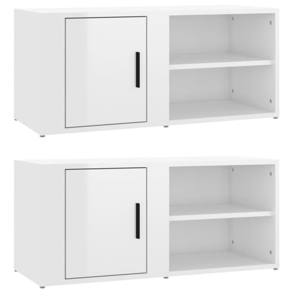 Tv-bänk vit högglans 80x31,5x36 cm konstruerat trä - TV-bänk - TV-bänkar - Home & Living