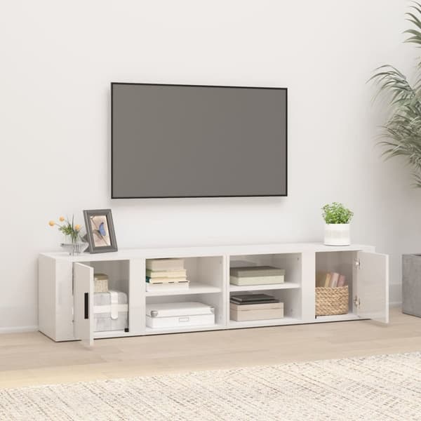 Tv-bänk vit högglans 80x31,5x36 cm konstruerat trä - TV-bänk - TV-bänkar - Home & Living