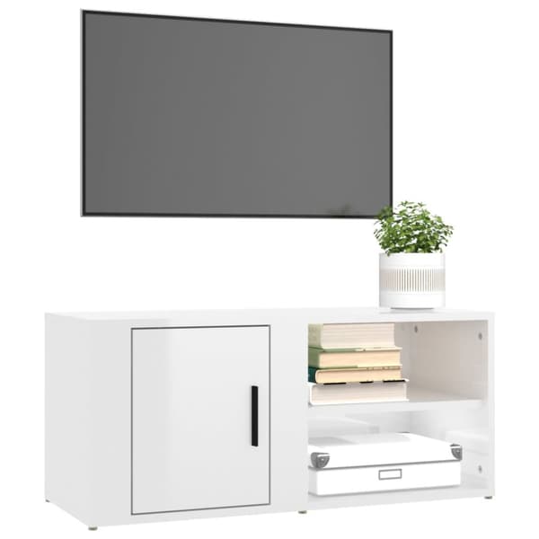 Tv-bänk vit högglans 80x31,5x36 cm konstruerat trä - TV-bänk - TV-bänkar - Home & Living