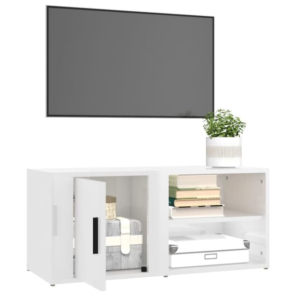 Tv-bänk vit högglans 80x31,5x36 cm konstruerat trä - TV-bänk - TV-bänkar - Home & Living