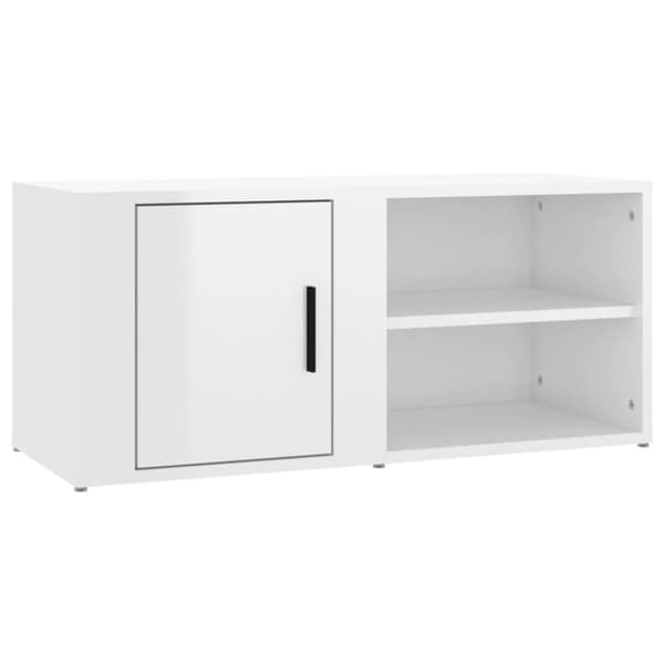 Tv-bänk vit högglans 80x31,5x36 cm konstruerat trä - TV-bänk - TV-bänkar - Home & Living