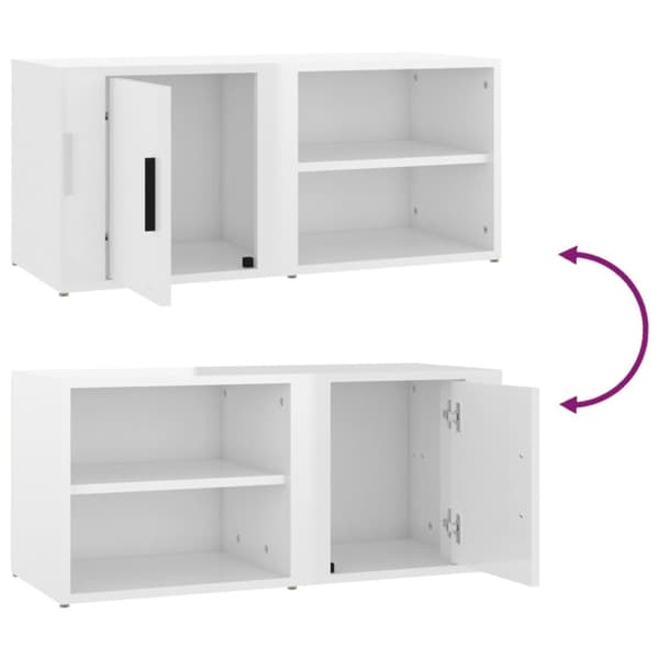 Tv-bänk vit högglans 80x31,5x36 cm konstruerat trä - TV-bänk - TV-bänkar - Home & Living