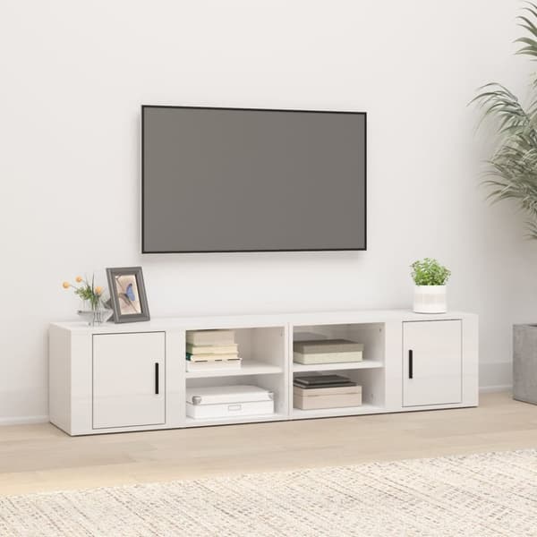 Tv-bänk vit högglans 80x31,5x36 cm konstruerat trä - TV-bänk - TV-bänkar - Home & Living