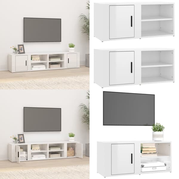 Tv-bänk vit högglans 80x31,5x36 cm konstruerat trä - TV-bänk - TV-bänkar - Home & Living