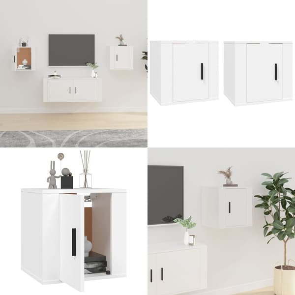 Seinäkiinnitettävät TV-tasot 2 kpl valkoinen 40x34,5x40 cm - Seinäkiinnitettävä TV-taso - Seinäkiinnitettävät TV-tasot - Home & Living