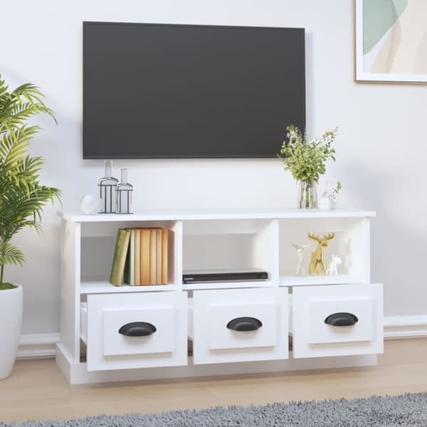 Tv-bord 100x35x50 cm konstrueret træ hvid - Tv-skab - Tv-skabe - Home & Living