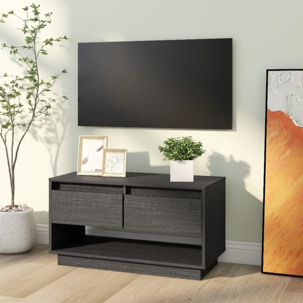 Tv-bänk grå 74x34x40 cm massiv furu - TV-bänk - TV-bänkar. TV-skåp - Home & Living