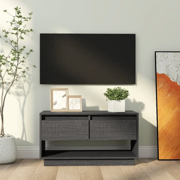 Tv-bänk grå 74x34x40 cm massiv furu - TV-bänk - TV-bänkar. TV-skåp - Home & Living