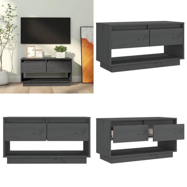 Tv-bänk grå 74x34x40 cm massiv furu - TV-bänk - TV-bänkar. TV-skåp - Home & Living