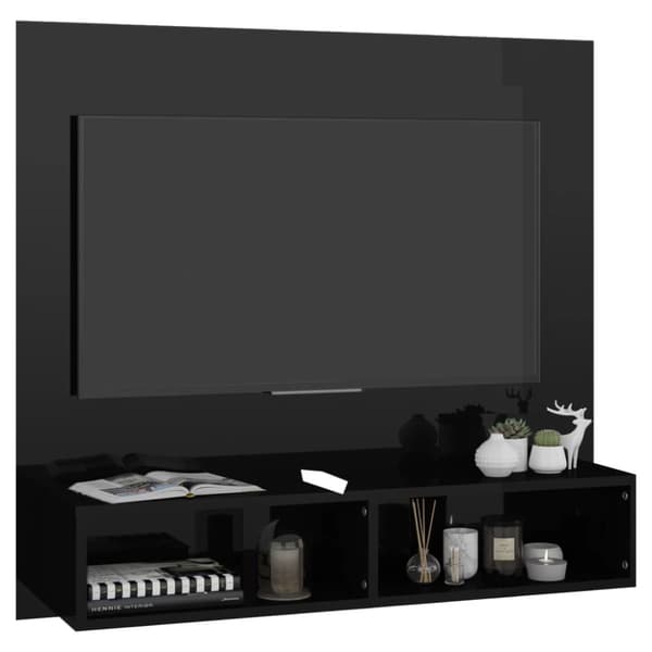 Væghængt tv-skab 102x23,5x90 cm konstrueret træ sort højglans - Væghængt Tv-skab - Vægheængte Tv-skabe - Home & Living