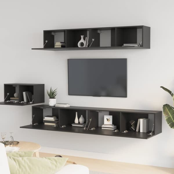 TV-skåp 5 delar svart konstruerat trä - TV-bänk - TV-bänkar - Home & Living