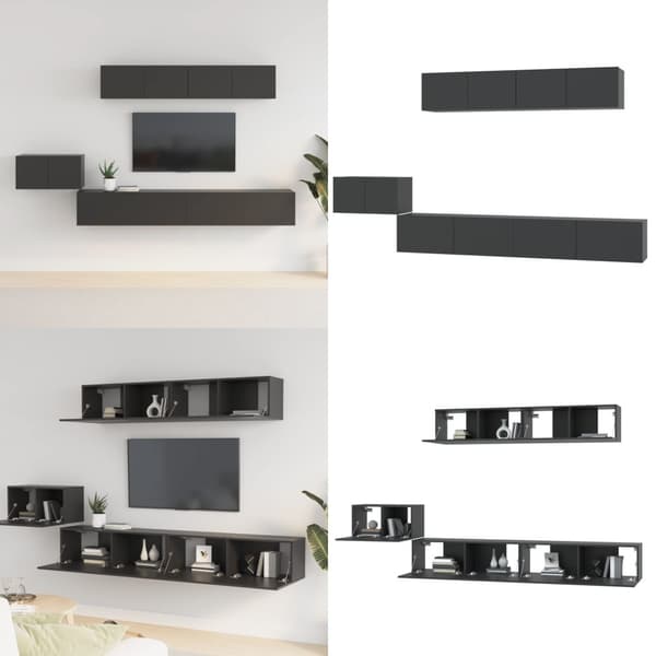 TV-skåp 5 delar svart konstruerat trä - TV-bänk - TV-bänkar - Home & Living