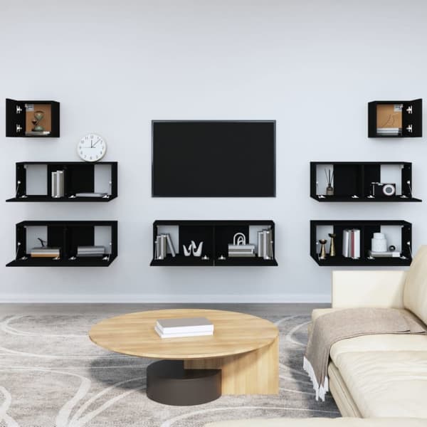 TV-skåp 7 delar svart konstruerat trä - TV-bänk - TV-bänkar - Home & Living