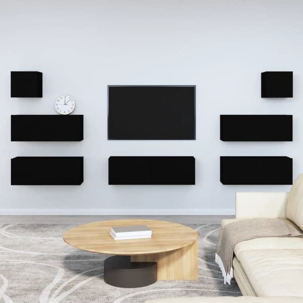 TV-skåp 7 delar svart konstruerat trä - TV-bänk - TV-bänkar - Home & Living