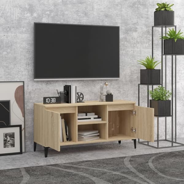 TV-bänk med metallben sonoma-ek 103,5x35x50 cm - TV-bänk - TV-bänkar - Home & Living
