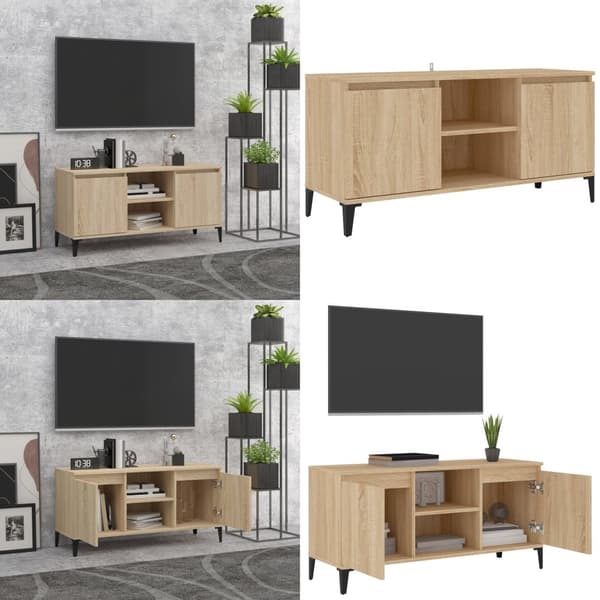 TV-bänk med metallben sonoma-ek 103,5x35x50 cm - TV-bänk - TV-bänkar - Home & Living