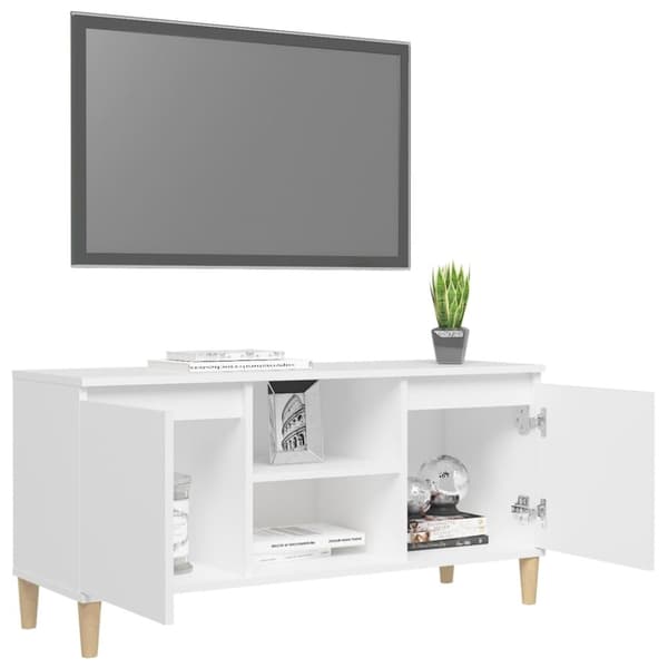 TV-bänk med massiva ben vit 103,5x35x50 cm - TV-bänk - TV-bänkar - Home & Living