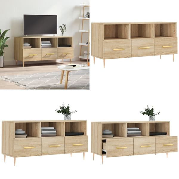 Tv-bänk sonoma ek 102x36x50 cm konstruerat trä - TV-bänk - TV-bänkar - Home & Living