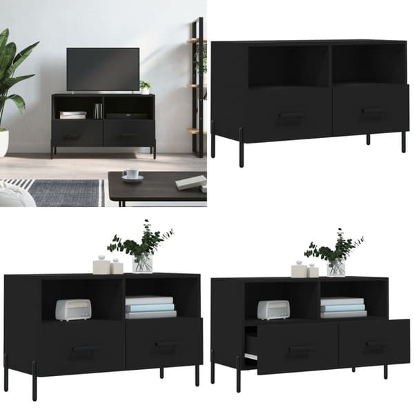 Tv-bord 80x36x50 cm konstrueret træ sort - Tv-skab - Tv-skabe - Home & Living