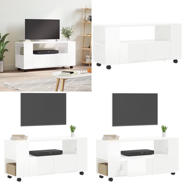 Tv-bord 102x34,5x43 cm konstrueret træ hvid højglans - Tv-skab - Tv-skabe - Home & Living