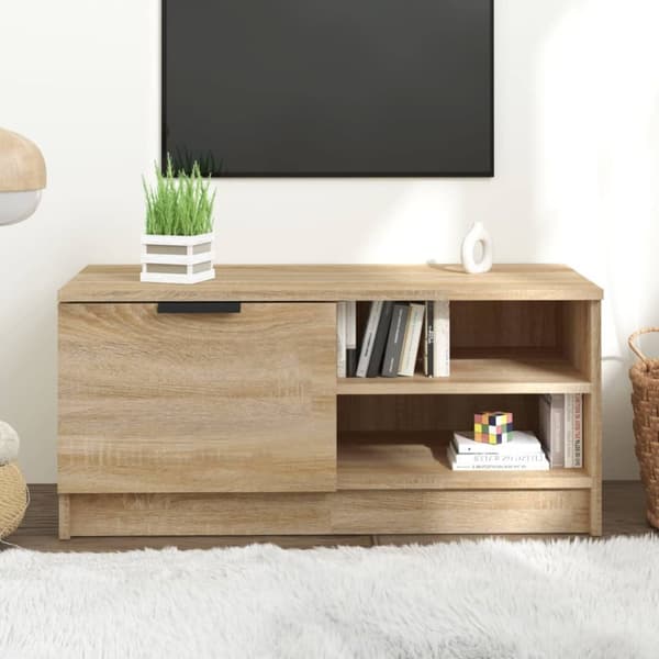 Tv-bord 80x35x36,5 cm konstrueret træ sonoma-eg - Tv-bord - Tv-borde - Home & Living