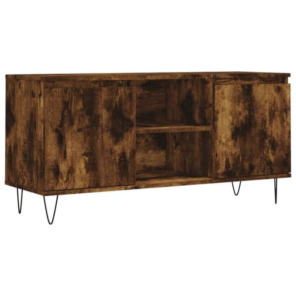 Tv-bänk rökfärgad ek 104x35x50 cm konstruerat trä - Tv-bänk - Tv-bänkar - Home & Living