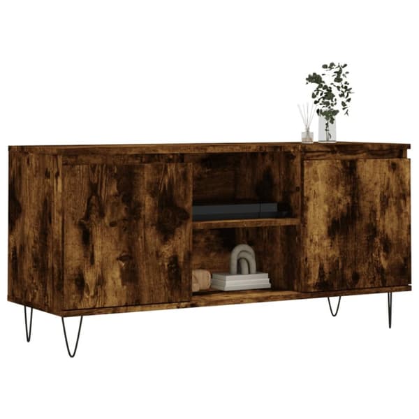 Tv-bänk rökfärgad ek 104x35x50 cm konstruerat trä - Tv-bänk - Tv-bänkar - Home & Living