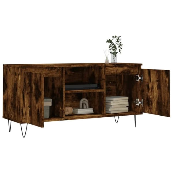 Tv-bänk rökfärgad ek 104x35x50 cm konstruerat trä - Tv-bänk - Tv-bänkar - Home & Living