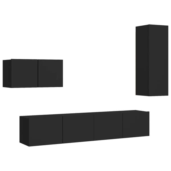 Tv-skabssæt 4 dele konstrueret træ sort - Tv-skab - Tv-skabe - Home & Living