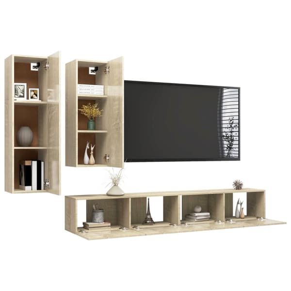 4-osainen TV-kaappisarja Sonoma-tammi tekninen puu - TV-kaappisarja - TV-kaappisarjat - Home & Living