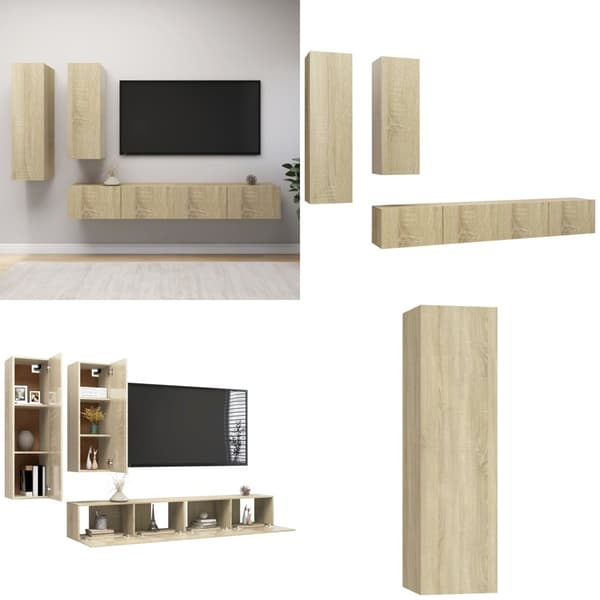 4-osainen TV-kaappisarja Sonoma-tammi tekninen puu - TV-kaappisarja - TV-kaappisarjat - Home & Living