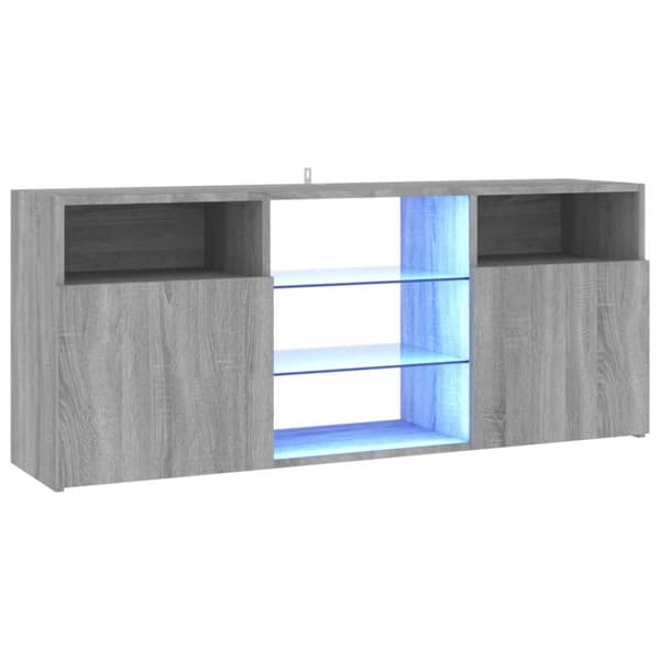 TV-bänk med LED-belysning grå sonama 120x30x50 cm - TV-bänk - TV-bänkar - Home & Living