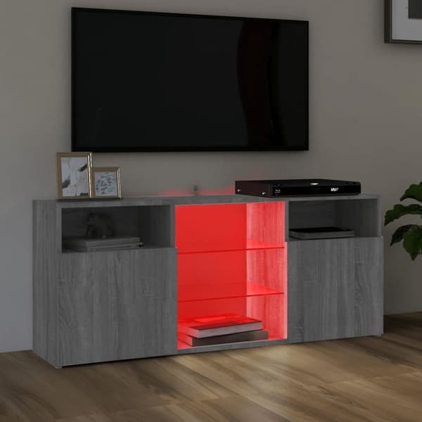 TV-bänk med LED-belysning grå sonama 120x30x50 cm - TV-bänk - TV-bänkar - Home & Living