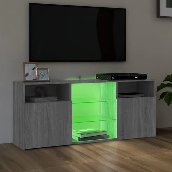 TV-bänk med LED-belysning grå sonama 120x30x50 cm - TV-bänk - TV-bänkar - Home & Living